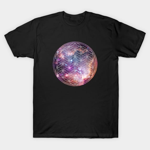 Flower of Life Nebula Stars T-Shirt by Bluepress